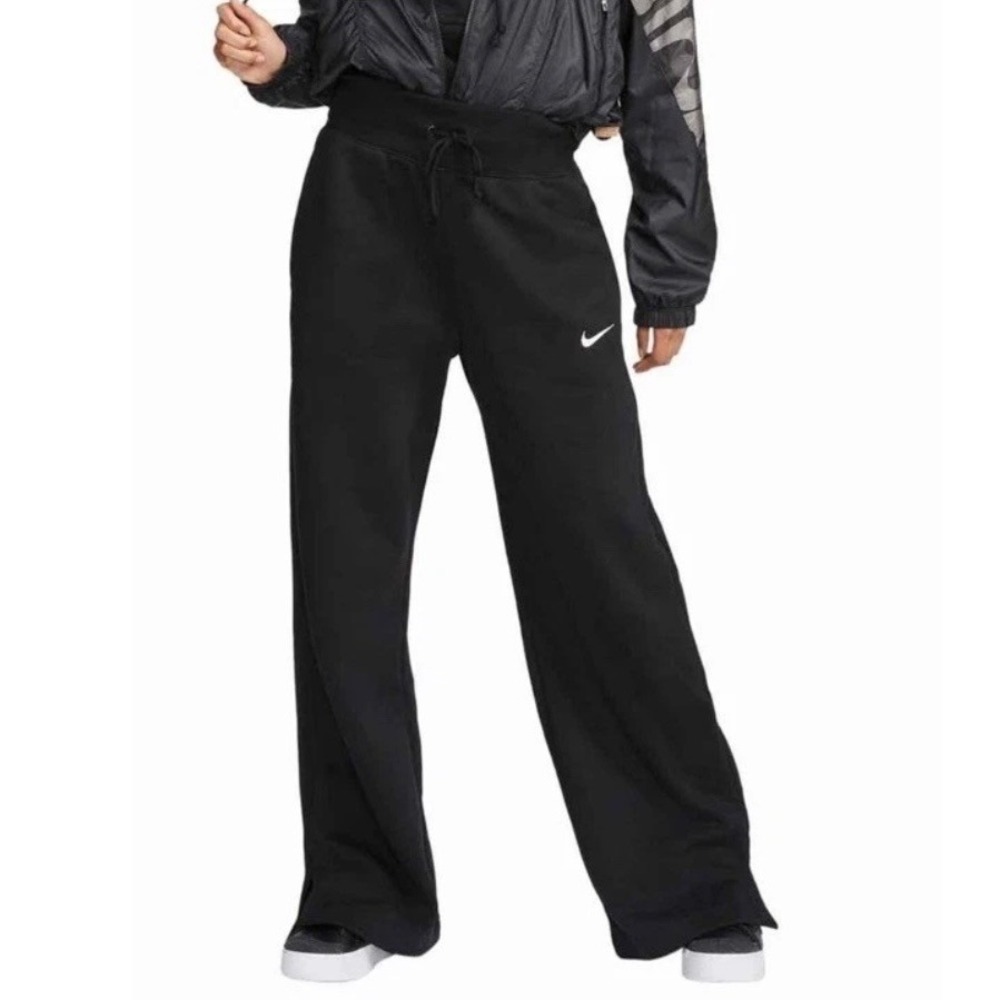 Nike Sportswear Phoenix Fleece Wide Leg Sweatpants L Black High Waist Streetwear